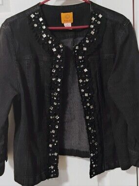 Ruby Rd. Black Embellished Denim Women's Jacket